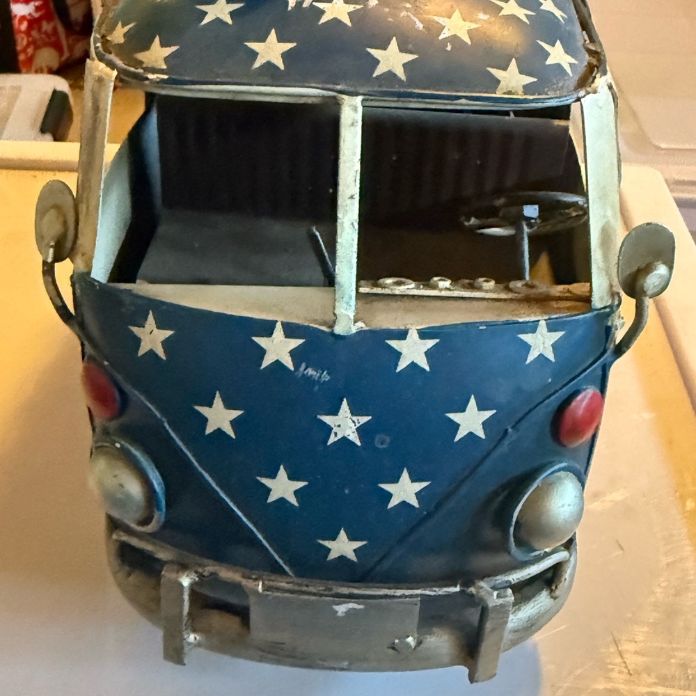 Vintage Metal  Blue Star-Patterned Van Model decoration - Picture 6 of 6